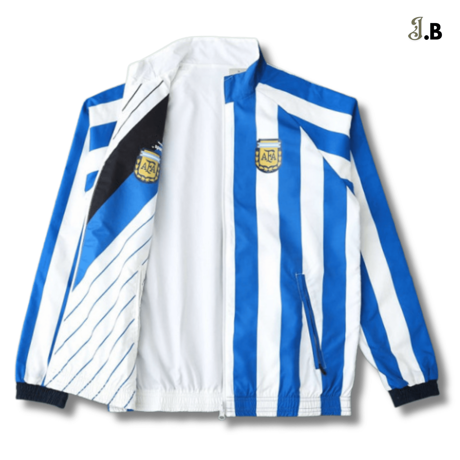 Argentina 24/25 White/Blue Striped Reversible Windbreaker - JogaBonito - Windbreaker