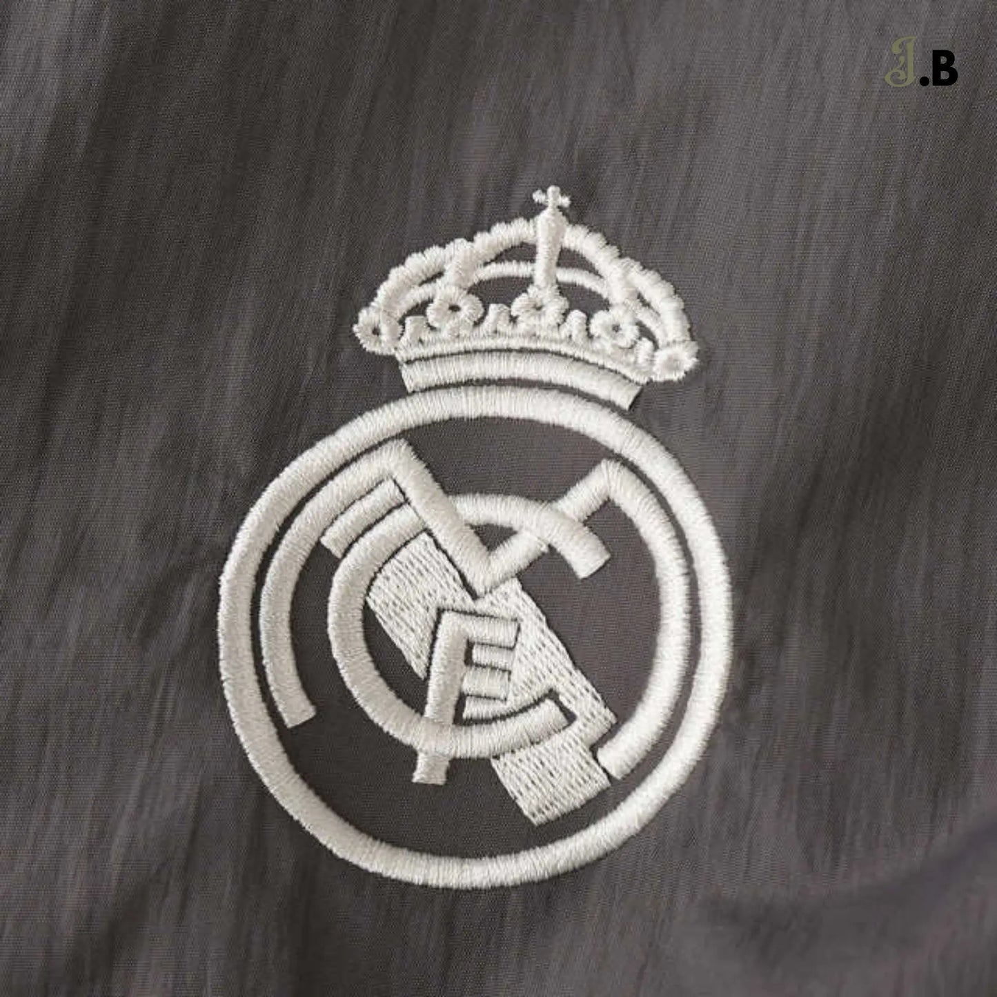 Real Madrid CF Vintage Grey Striped Windbreaker - JogaBonito - Jersey