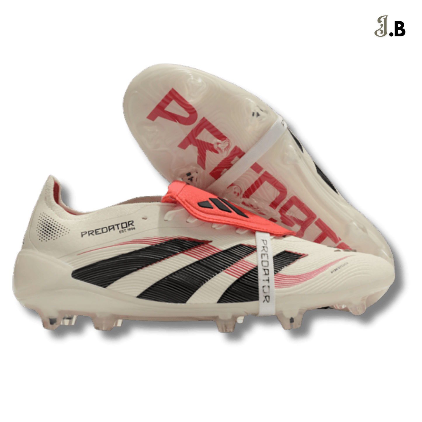 Adidas Cream/Red Predator Accuracy FG Cleats - JogaBonito - Athletic Shoes
