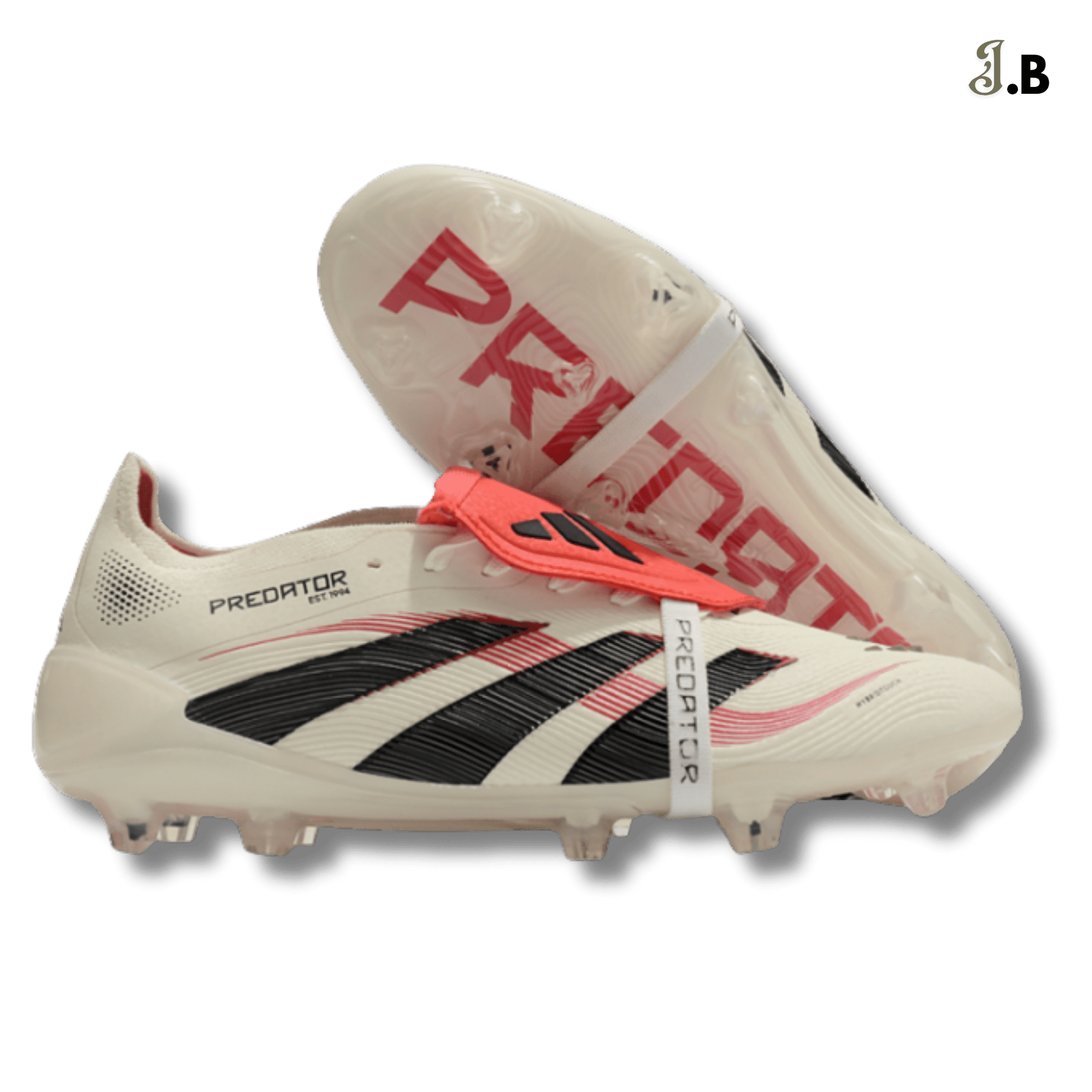 Adidas Cream/Red Predator Accuracy FG Cleats - JogaBonito - Athletic Shoes