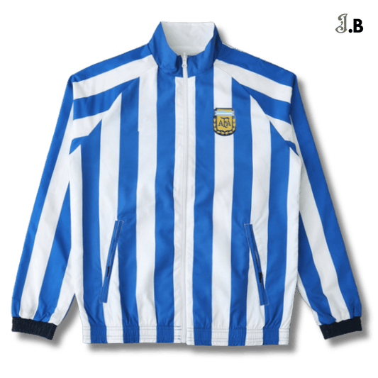 Argentina 24/25 White/Blue Striped Reversible Windbreaker - JogaBonito - Windbreaker