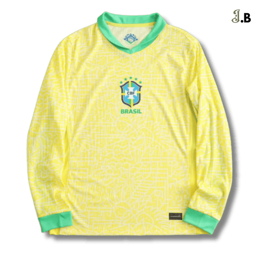 Brazil 2024 Home Long Sleeve Player Version Yellow Jersey - JogaBonito - Jersey