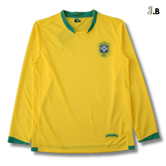 Brazil Vintage 06 Home Fan Version Yellow Long Sleeve Jersey - JogaBonito - Jersey