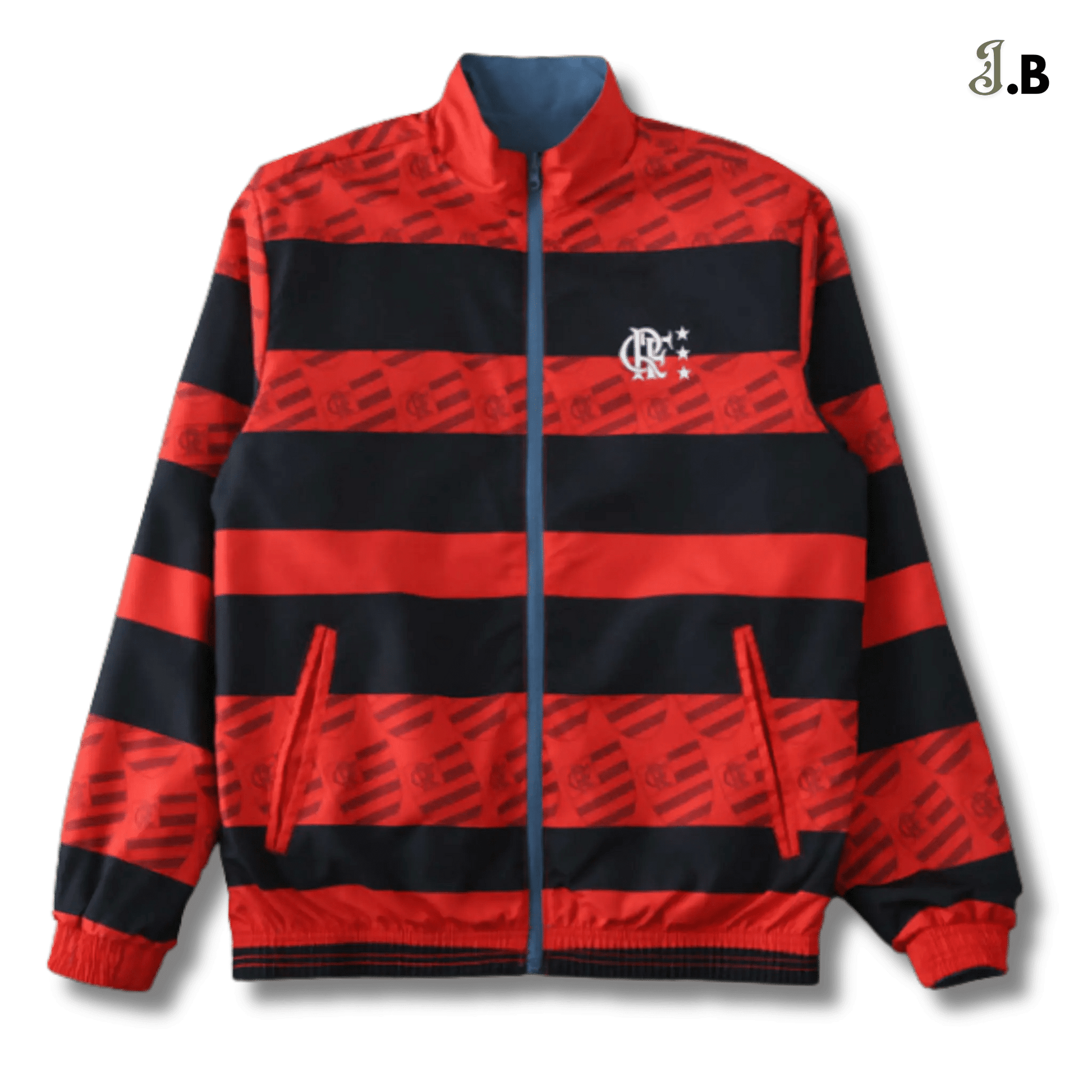 CR Flamengo Vintage Striped Reversible Windbreaker - JogaBonito - Jersey