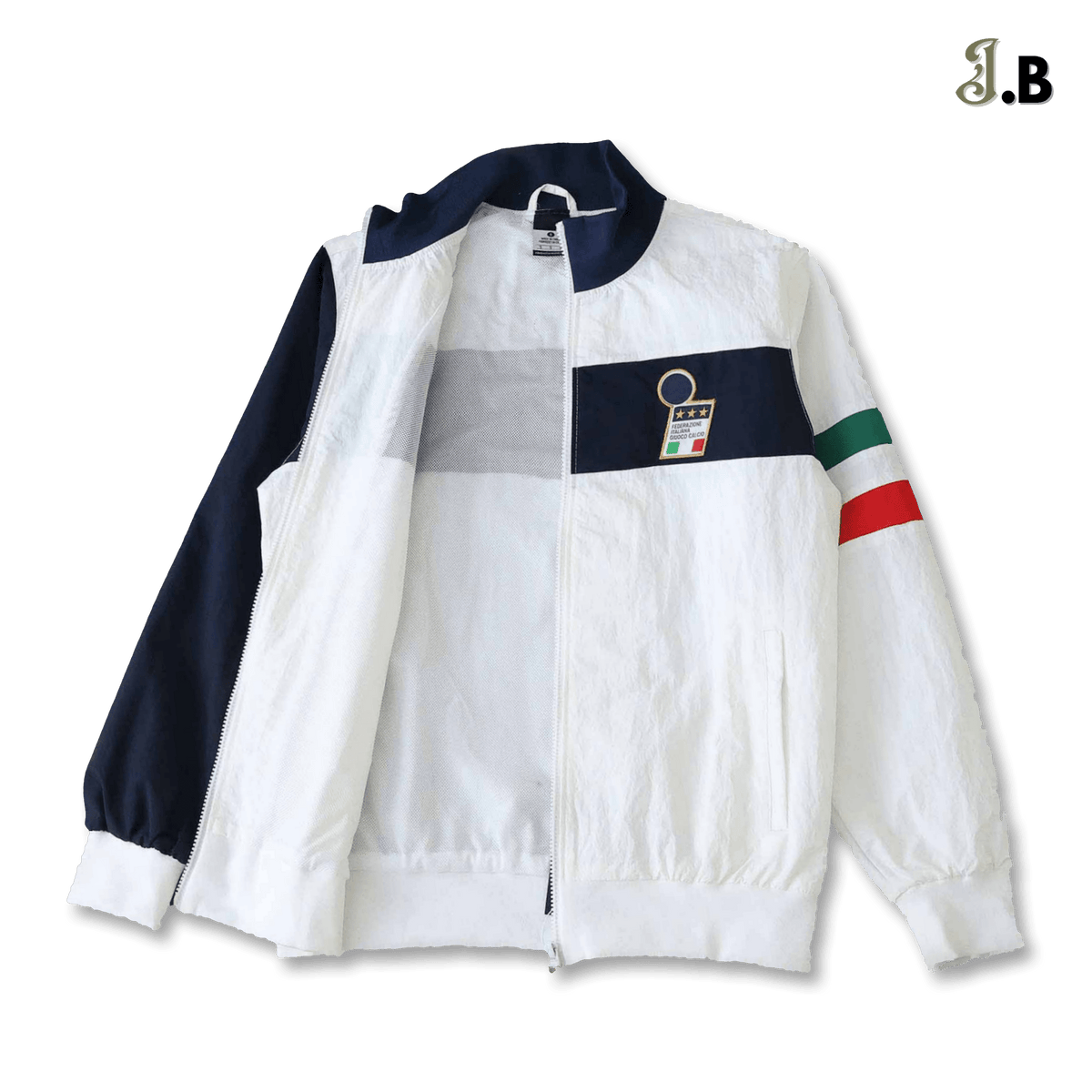 Italy Retro White/Navy Windbreaker - JogaBonito - Windbreaker