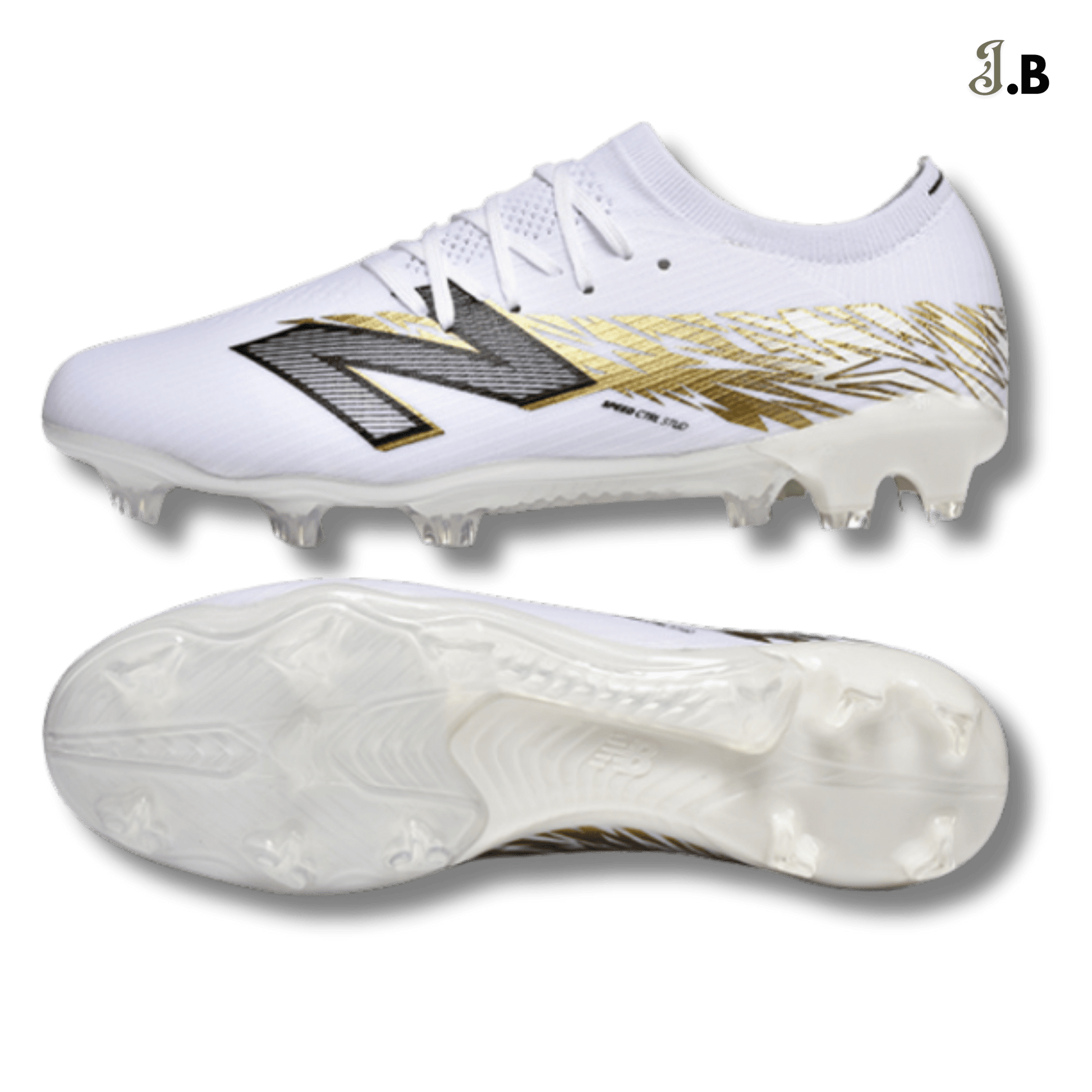 New Balance Furon Team V8 Elite FG Cleats White/Gold - JogaBonito - Cleat