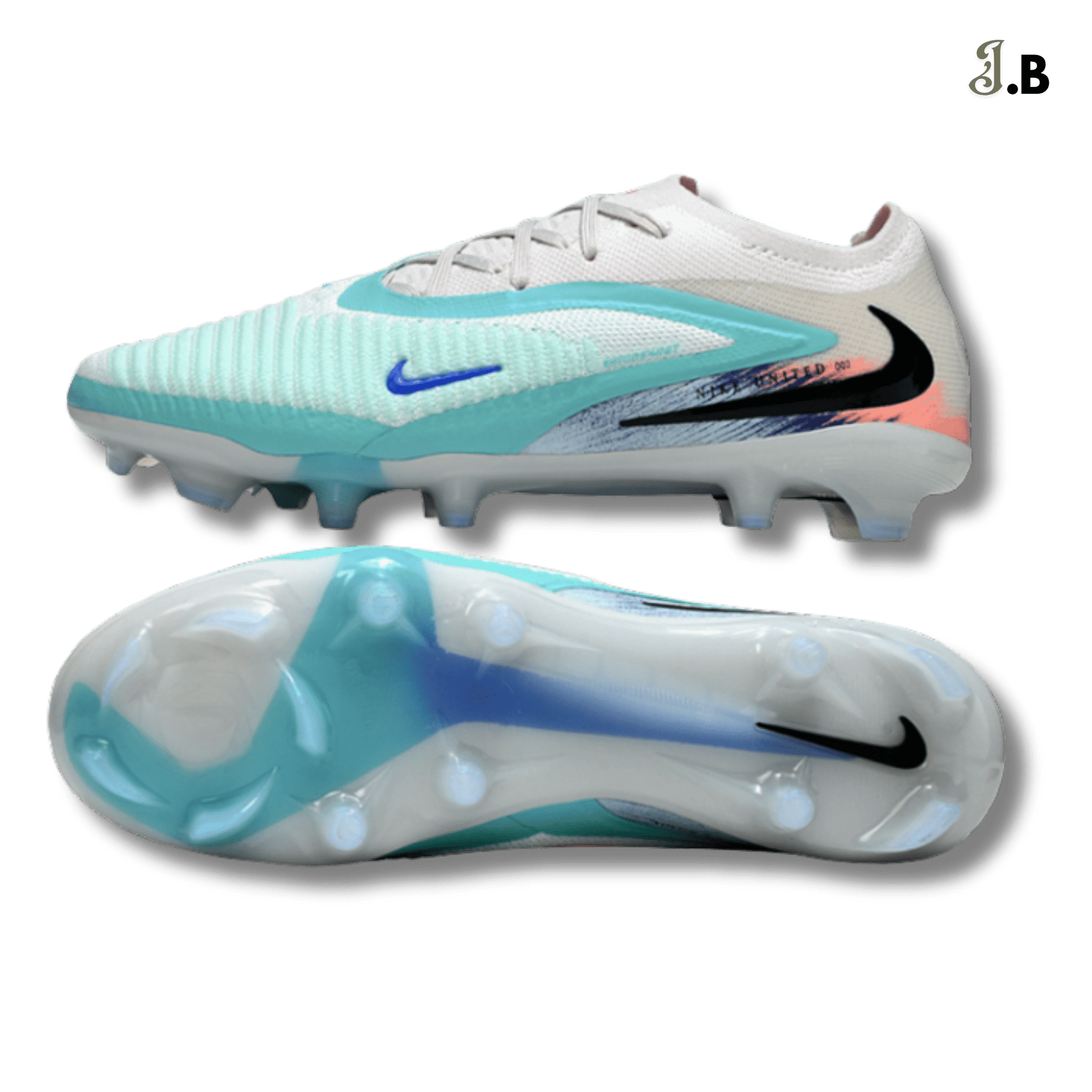 Nike Phantom 6 Elite White/Blue FG Cleats - JogaBonito - Athletic Shoes