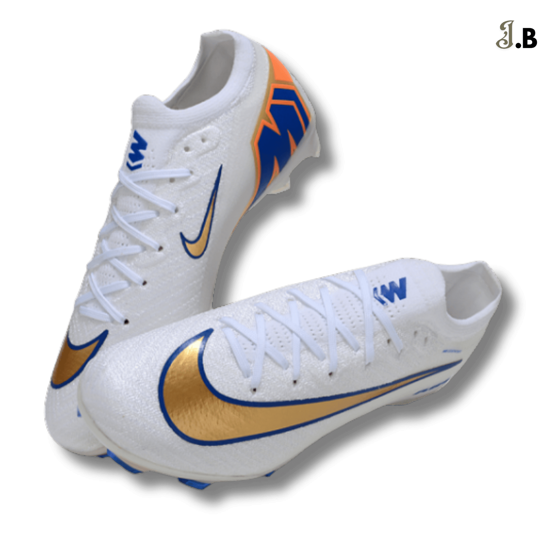 Nike White/Gold Air Zoom Mercurial Vapor XVI Elite Cleats - JogaBonito - Athletic Shoes