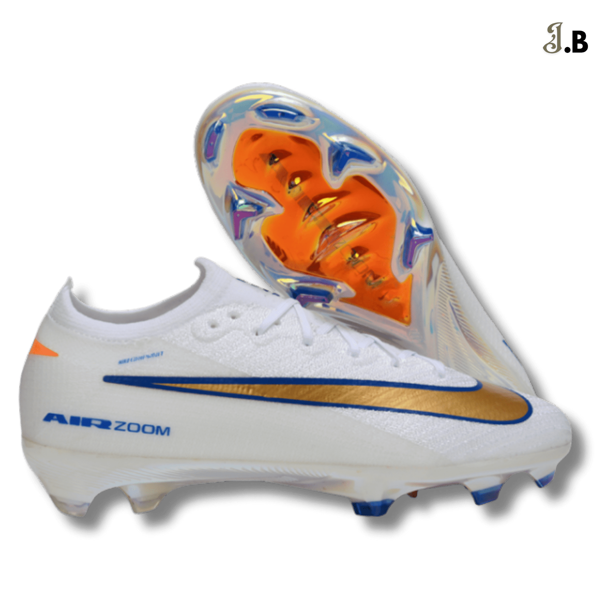 Nike White/Gold Air Zoom Mercurial Vapor XVI Elite Cleats - JogaBonito - Athletic Shoes