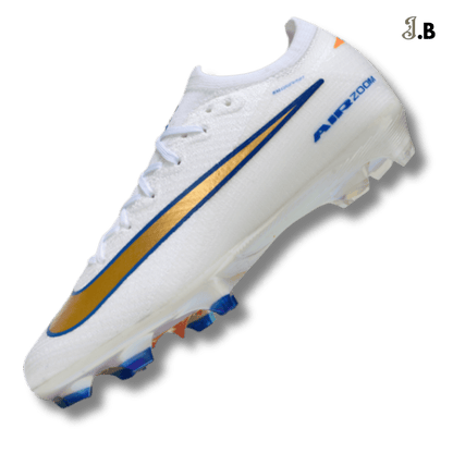 Nike White/Gold Air Zoom Mercurial Vapor XVI Elite Cleats - JogaBonito - Athletic Shoes