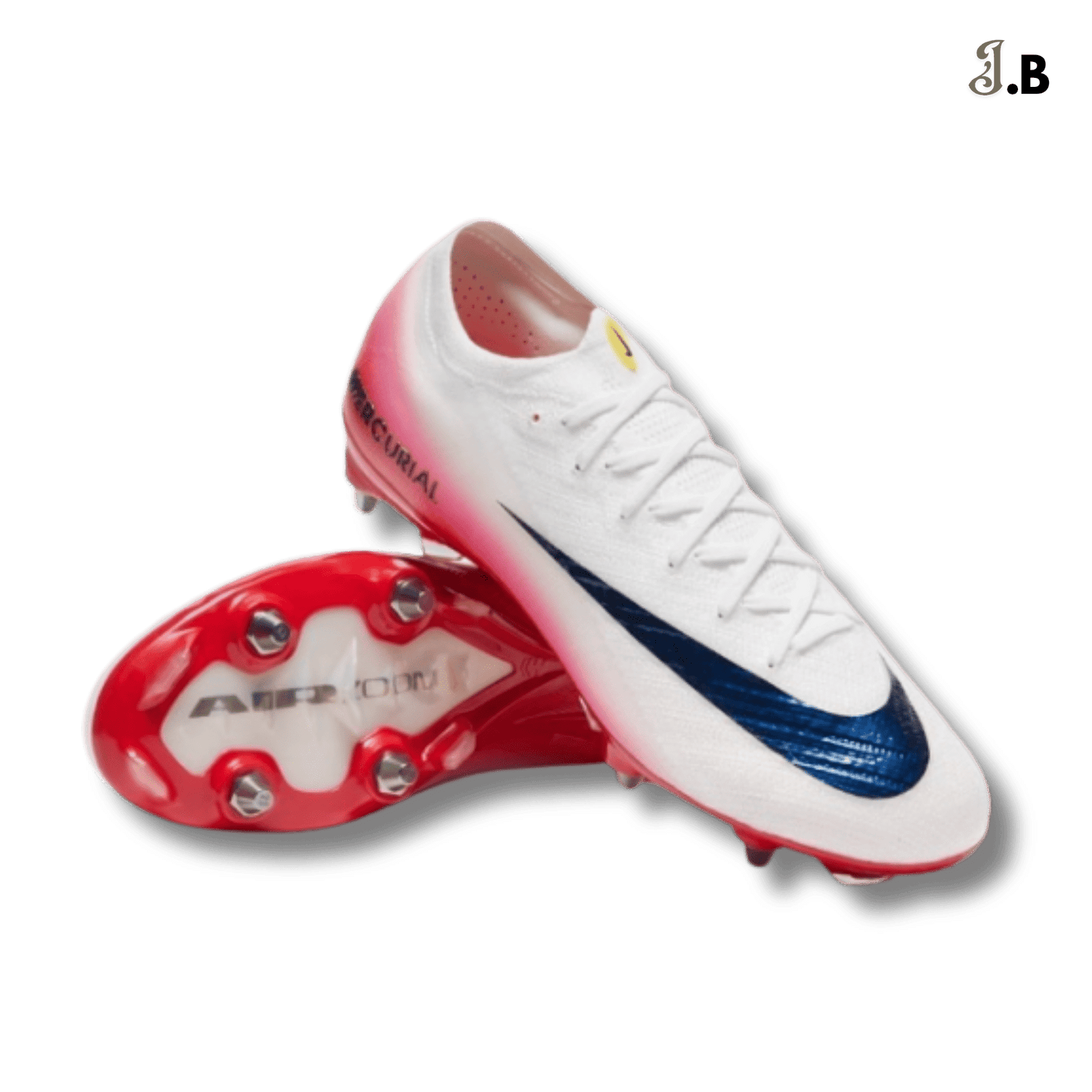 Nike White/Red Air Zoom Mercurial Vapor XV Elite SG Cleats - JogaBonito - Athletic Shoes