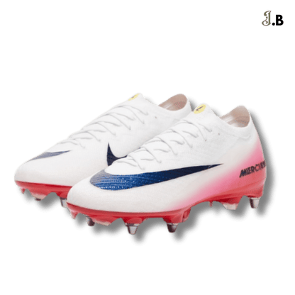Nike White/Red Air Zoom Mercurial Vapor XV Elite SG Cleats - JogaBonito - Athletic Shoes