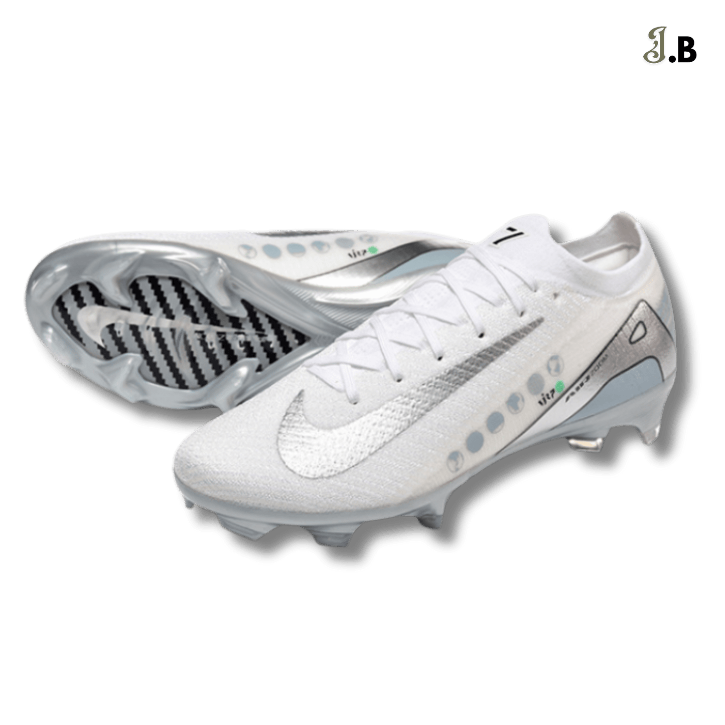 Nike White/Silver Air Zoom Mercurial Vapor 16 Elite FG Cleats - JogaBonito - Athletic Shoes