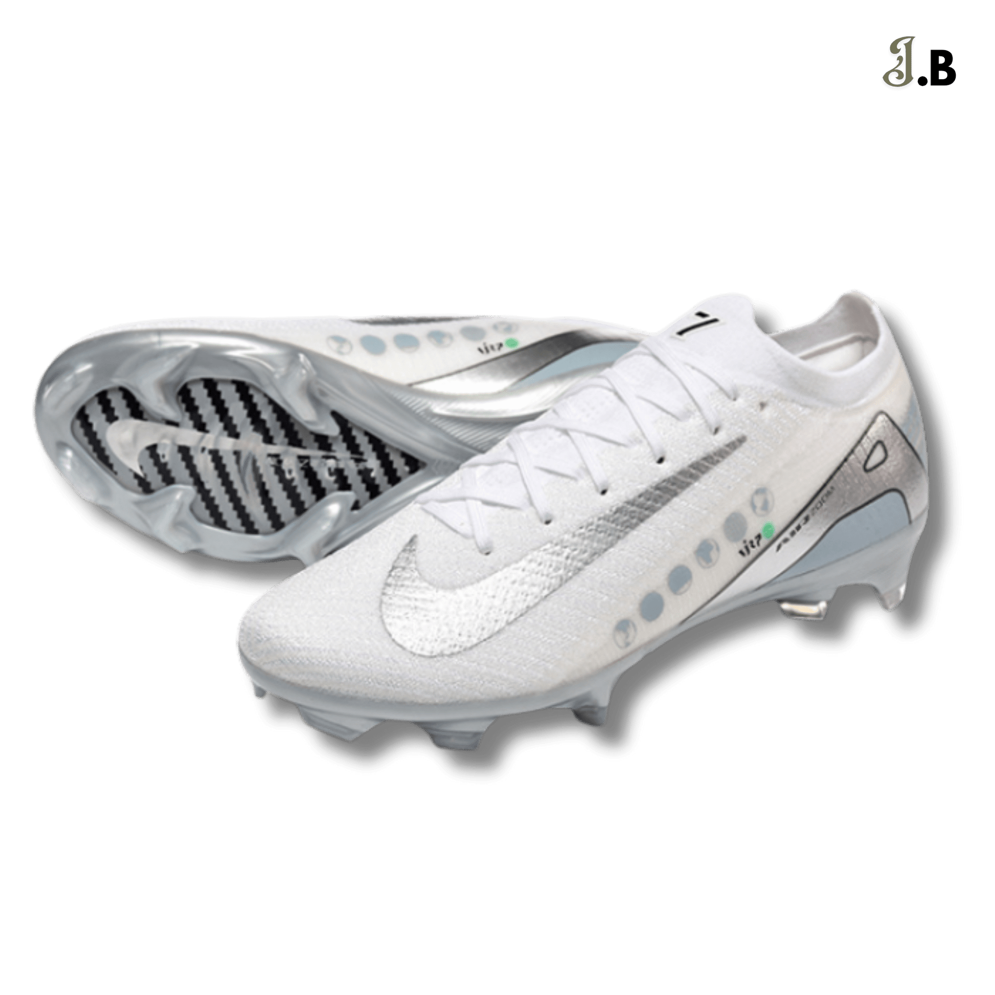 Nike White/Silver Air Zoom Mercurial Vapor 16 Elite FG Cleats - JogaBonito - Athletic Shoes
