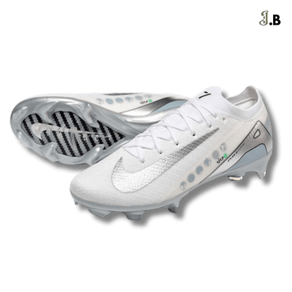 Nike White/Silver Air Zoom Mercurial Vapor 16 Elite FG Cleats - JogaBonito - Athletic Shoes