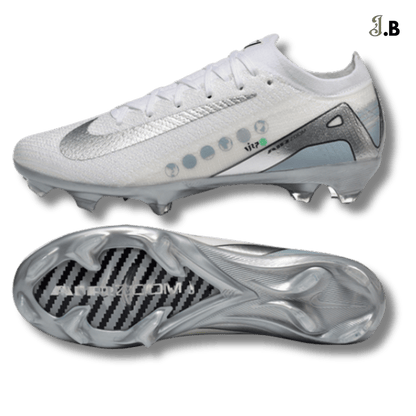 Nike White/Silver Air Zoom Mercurial Vapor 16 Elite FG Cleats - JogaBonito - Athletic Shoes
