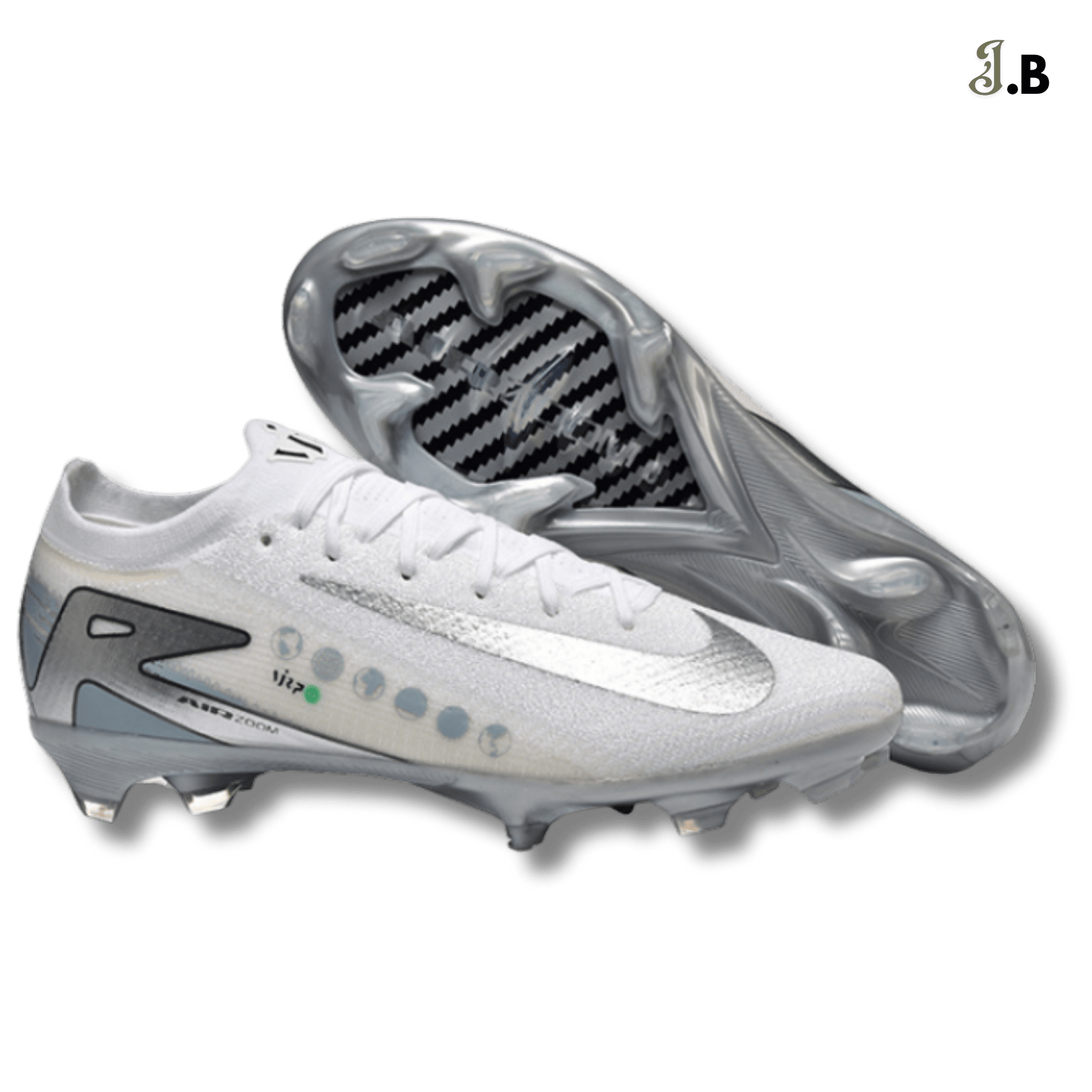 Nike White/Silver Air Zoom Mercurial Vapor 16 Elite FG Cleats - JogaBonito - Athletic Shoes