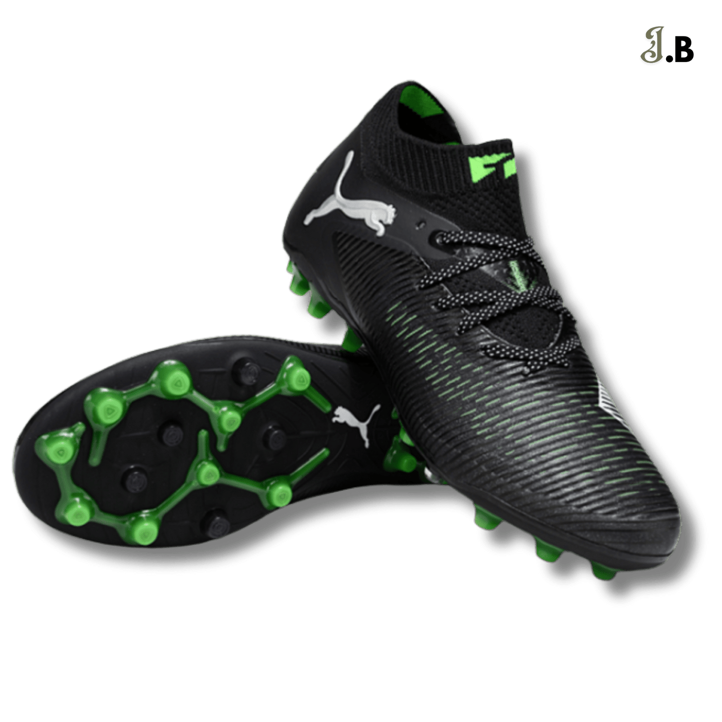 Puma Future 8 Ultimate FG Black/Green Cleats - JogaBonito - Athletic Shoes