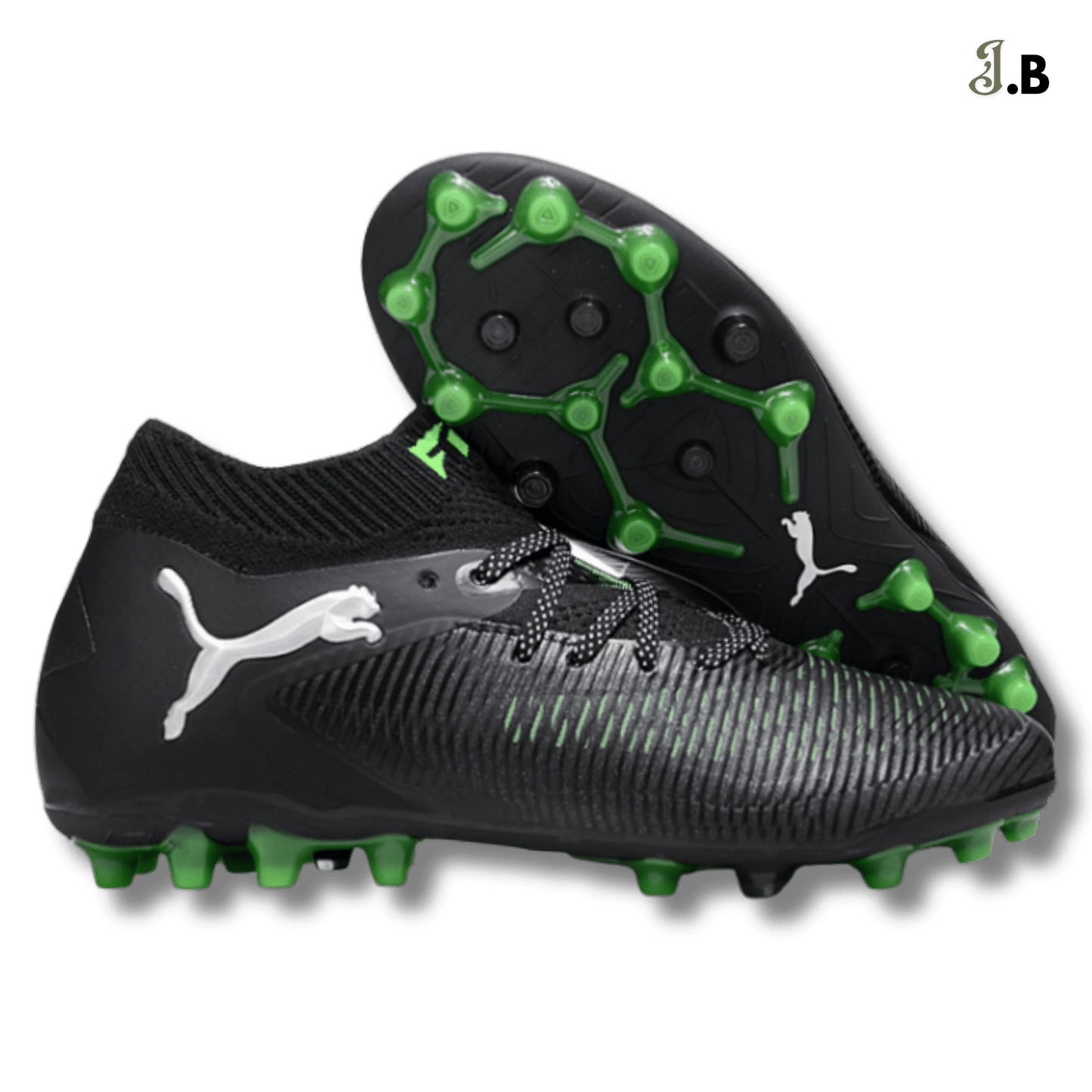 Puma Future 8 Ultimate FG Black/Green Cleats - JogaBonito - Athletic Shoes