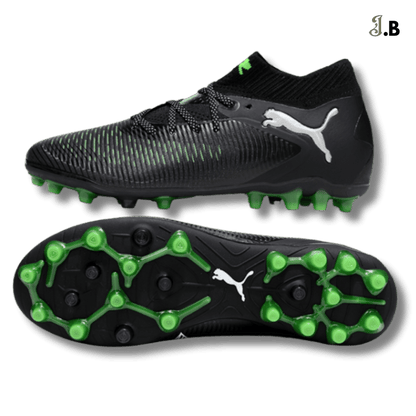 Puma Future 8 Ultimate FG Black/Green Cleats - JogaBonito - Athletic Shoes