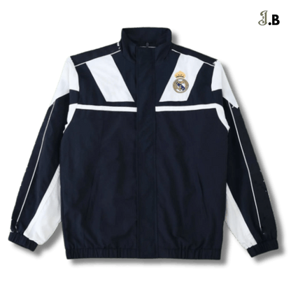 Real Madrid CF Vintage Black & White Windbreaker - JogaBonito - Jersey
