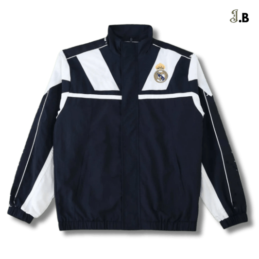 Real Madrid CF Vintage Black & White Windbreaker - JogaBonito - Jersey