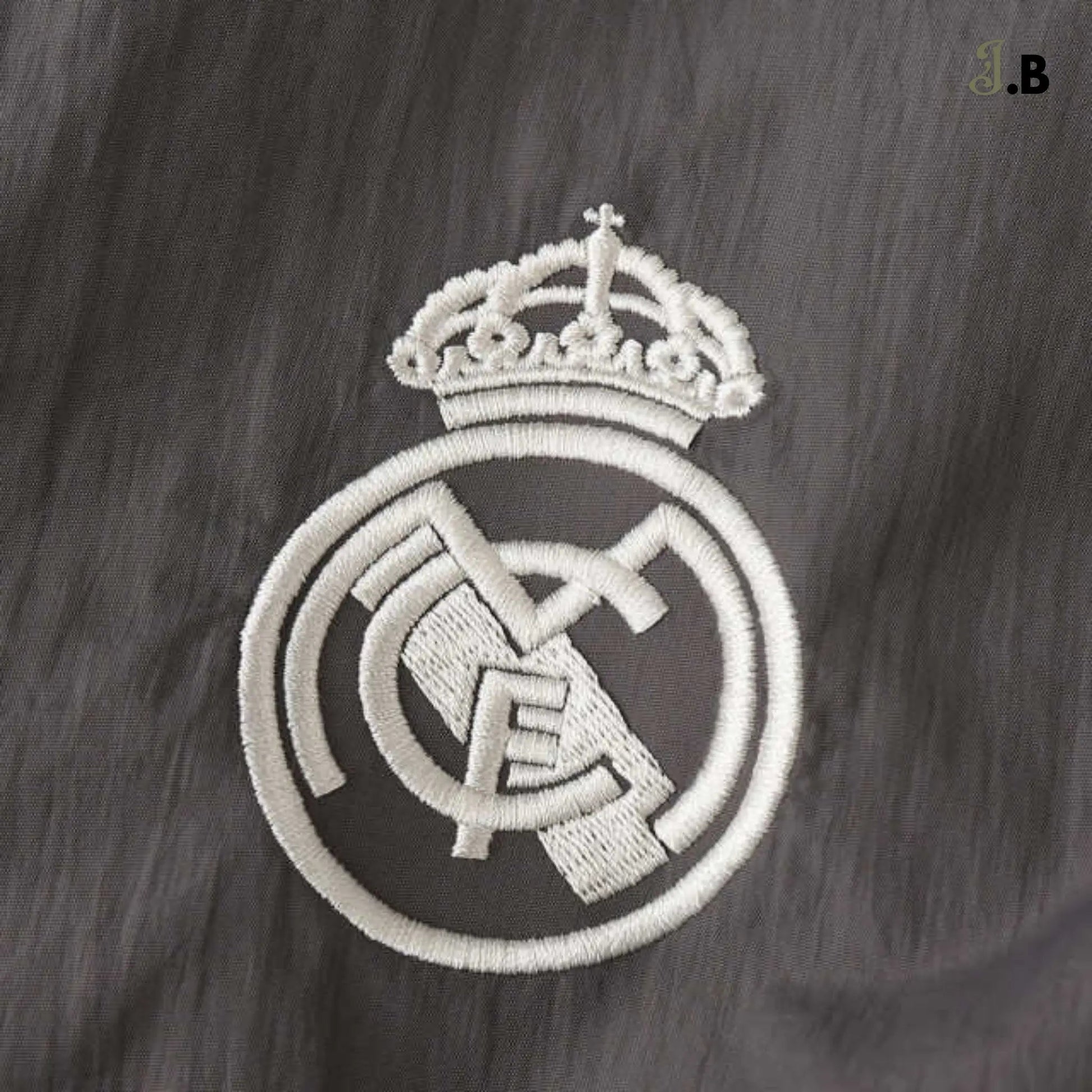 Real Madrid CF Vintage Grey Striped Windbreaker - JogaBonito - Jersey