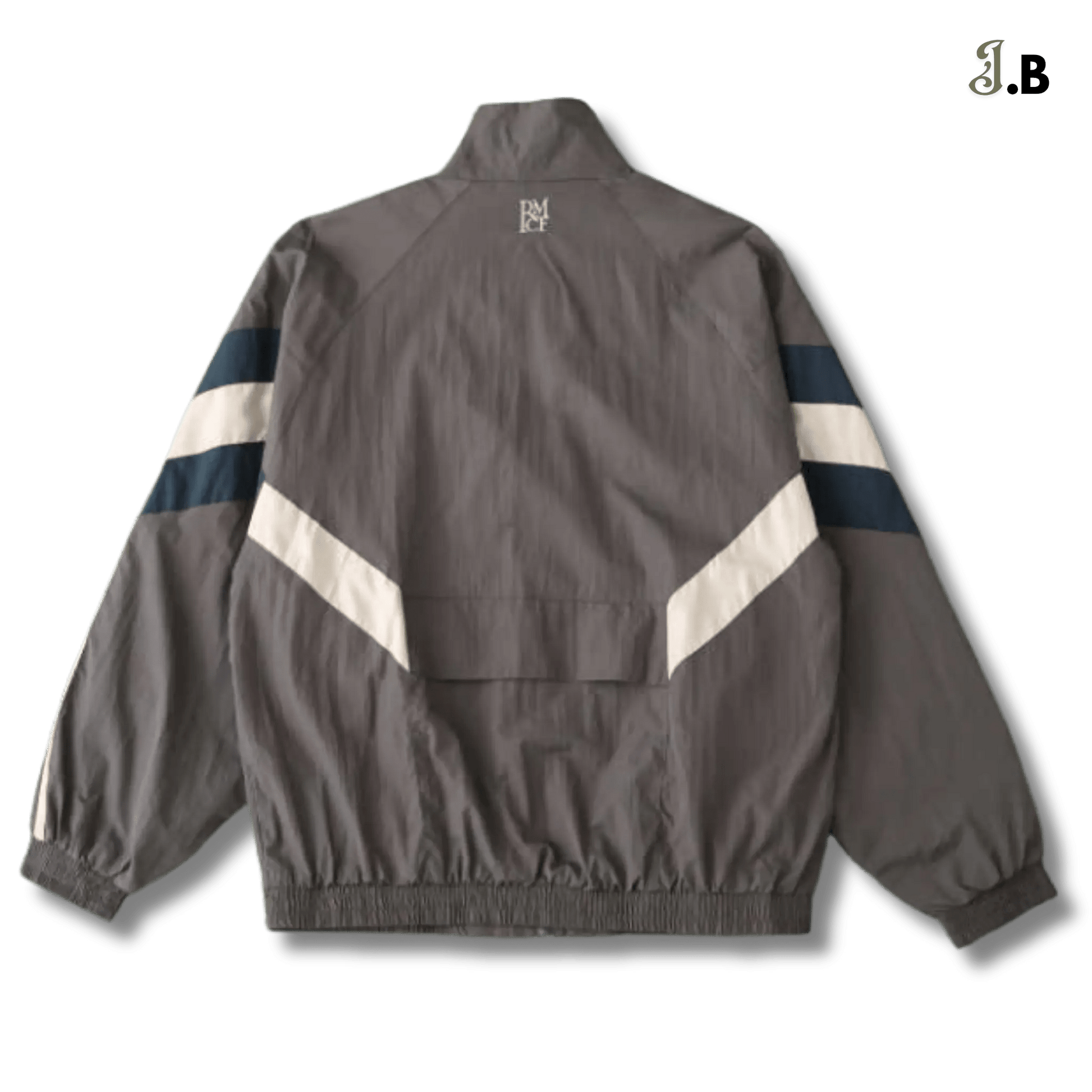 Real Madrid CF Vintage Grey Striped Windbreaker - JogaBonito - Jersey