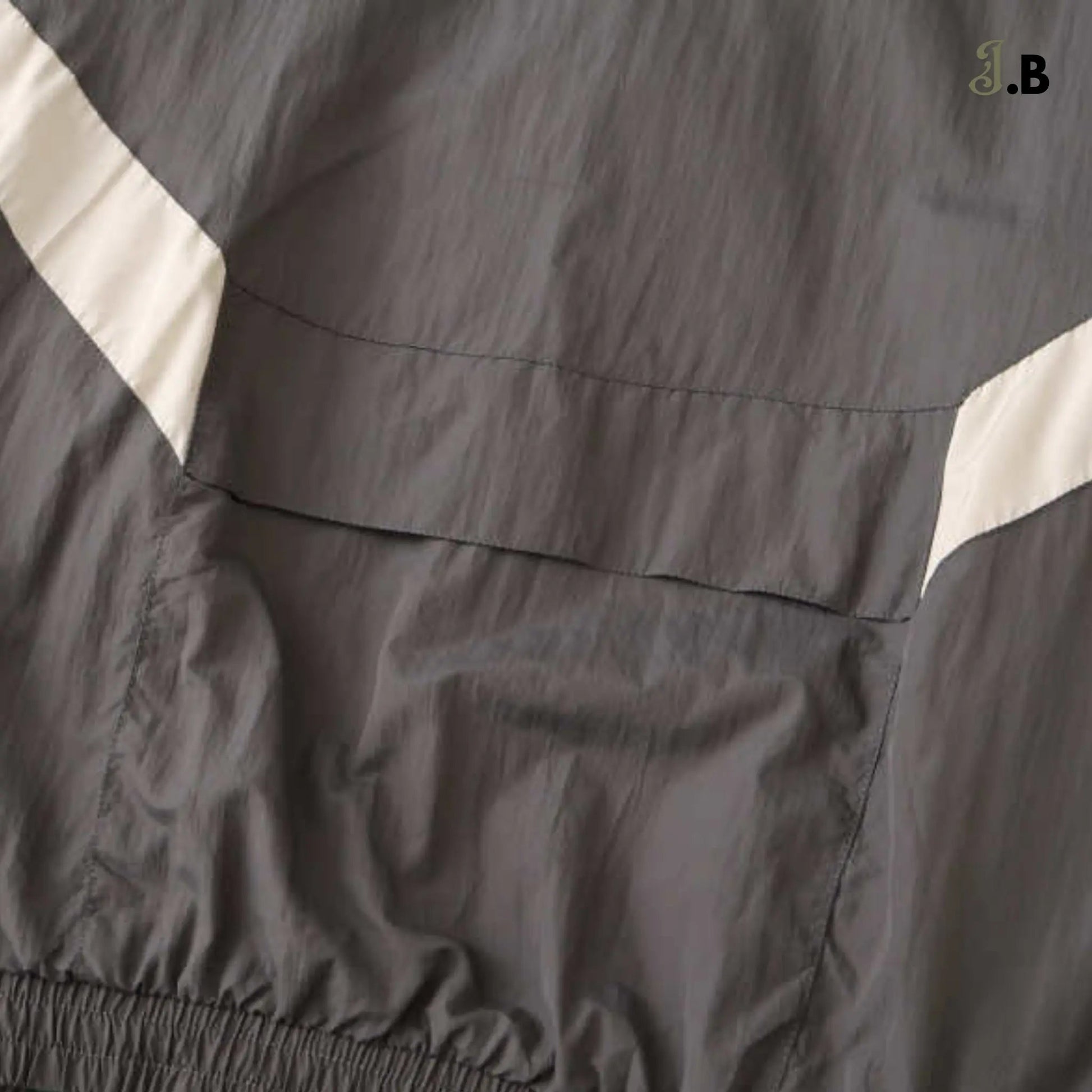 Real Madrid CF Vintage Grey Striped Windbreaker - JogaBonito - Jersey