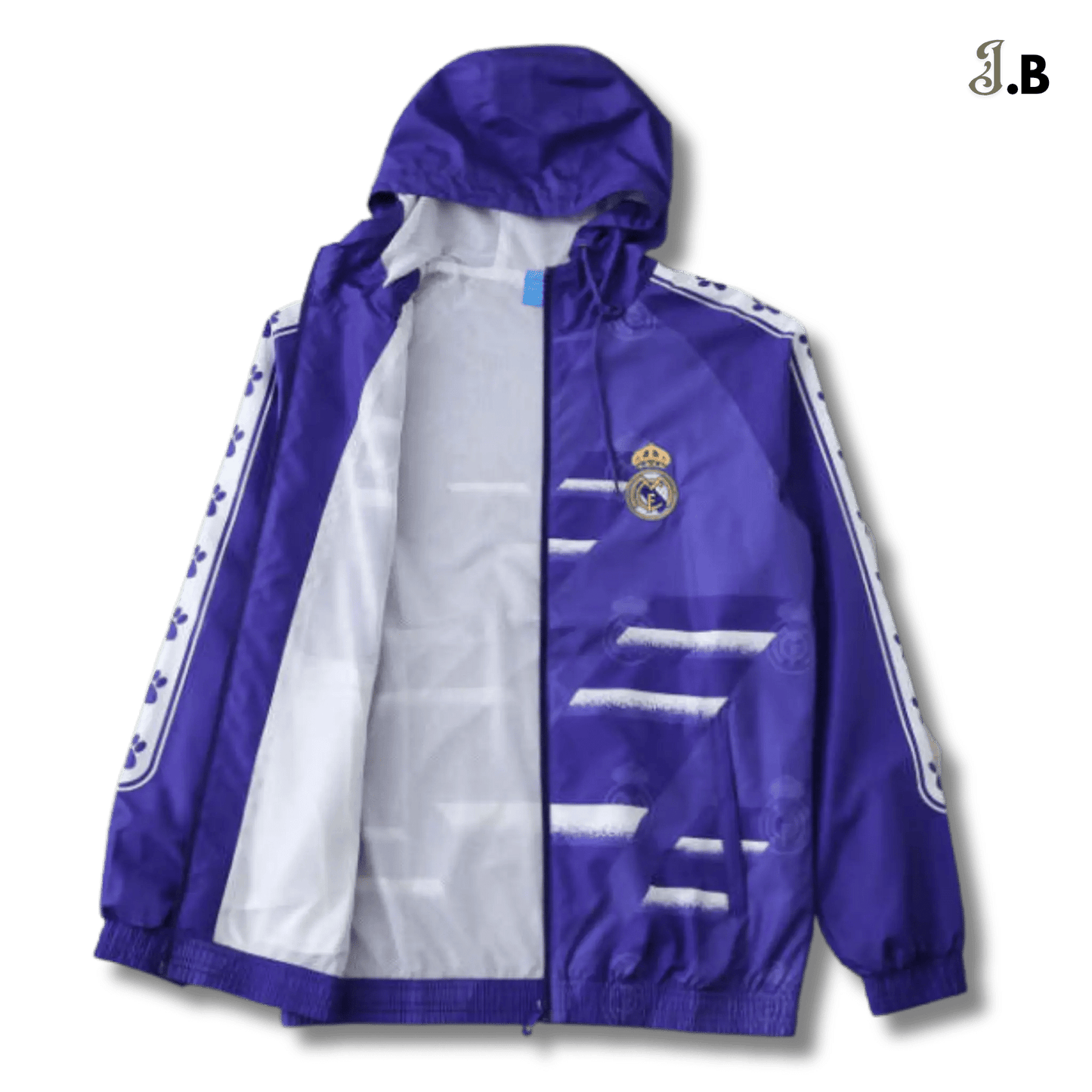 Real Madrid CF Vintage Purple Hooded Windbreaker - JogaBonito - Jersey