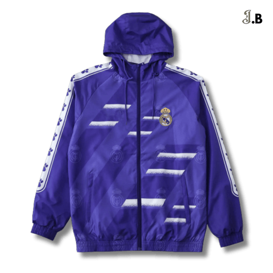 Real Madrid CF Vintage Purple Hooded Windbreaker - JogaBonito - Jersey