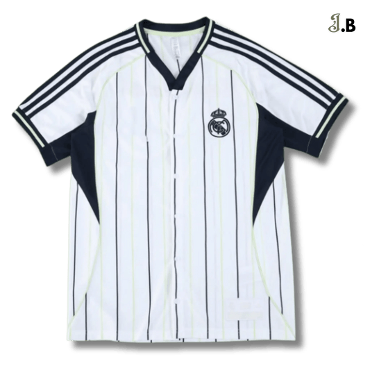 Real Madrid CF White & Black Baseball Jersey - JogaBonito - Jersey