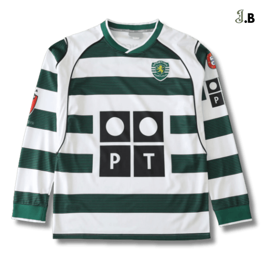 Sporting CP Vintage 01 Green & White Home Long Sleeve - JogaBonito - Jersey
